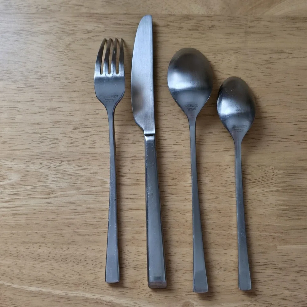 Cambridge Stainless Flatware 4 Pc Place Setting Satin Tapered Handle